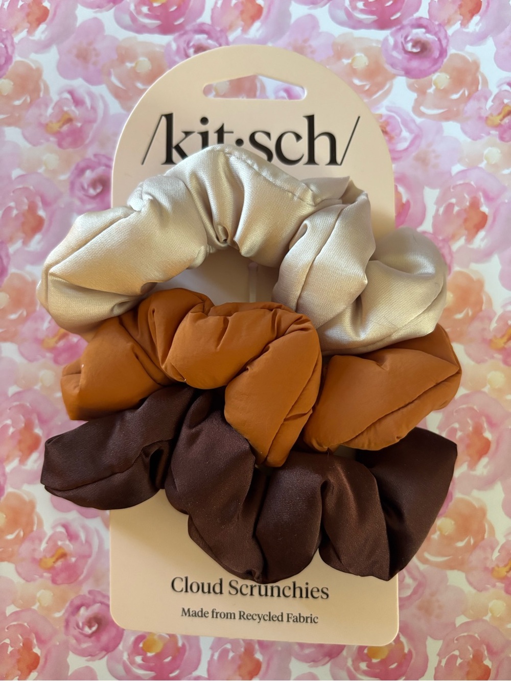 BNWT by KitschCloud Scrunchies - Cream, Tan, Brown (3-Pack)